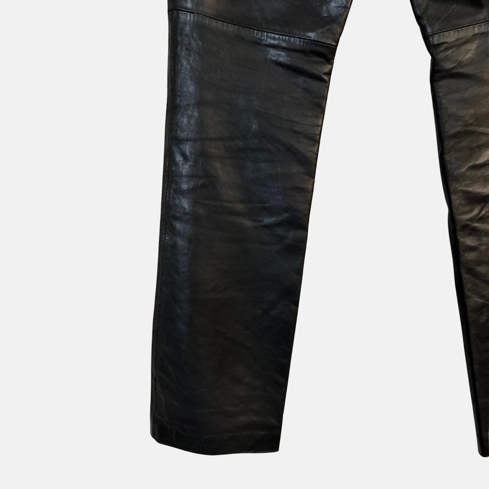 Vintage Y2K GAP Genuine Leather Bootcut Pants Black Size‎ 1 Moto Biker Grunge - Picture 6 of 10